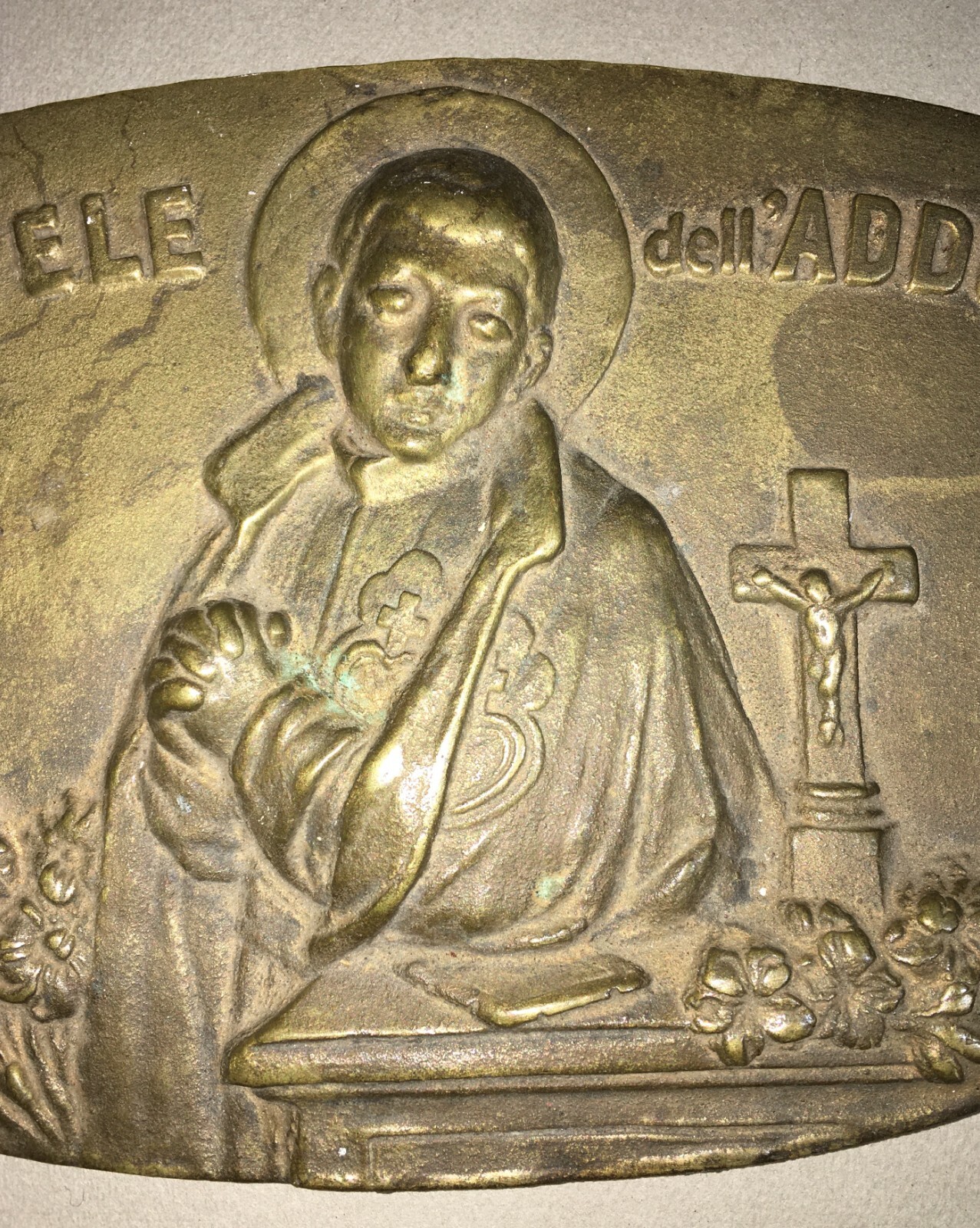 Arte Devozionale: San Gabriele Dell'Addolorata, Antica Placchetta In Rilievo d'Ottone