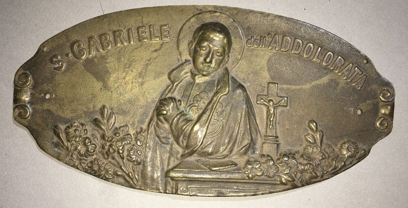 Arte Devozionale: San Gabriele Dell'Addolorata, Antica Placchetta In Rilievo d'Ottone