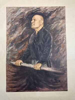 Manifesto Da Collezione: Mussolini, Grande Ritratto Dell'Artista De Meo (Militaria, '900)