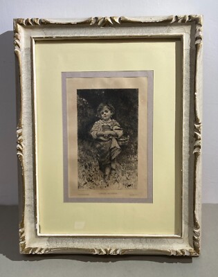 Arte E Folklore: Veduta Artistica Con Bimba E Paniere. Abruzzo, Artista Francesco Paolo Michetti. Fine '800.