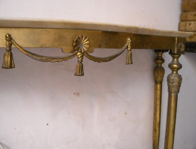 Consolle Con Specchiera In Metallo Dorato E Marmo, F.A.M.O.B. De Angelis