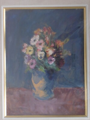 Giuseppe Cerrina, Vaso Con Fiori, Dipinto Tecnica Mista Su Cartone