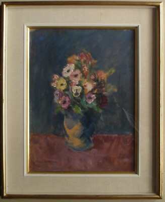Giuseppe Cerrina, Vaso Con Fiori, Dipinto Tecnica Mista Su Cartone
