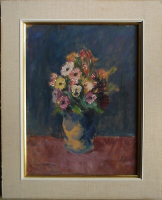 Giuseppe Cerrina, Vaso Con Fiori, Dipinto Tecnica Mista Su Cartone
