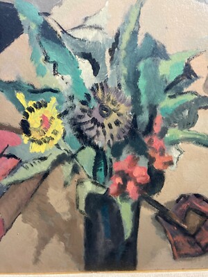 Arte Del '900: Natura Morta Con Vaso Di Fiori, Libri E Calamaio, Artista Troiano