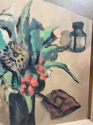 Arte Del '900: Natura Morta Con Vaso Di Fiori, Libri E Calamaio, Artista Troiano