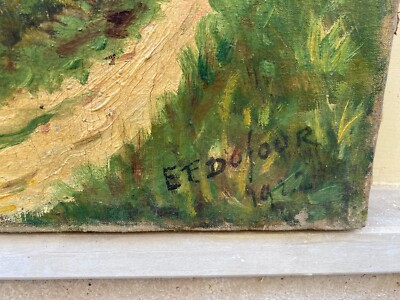 Arte Artista Dufour Paesaggio Con Ponte Antico Dipinto Firmato E Datato 1922
