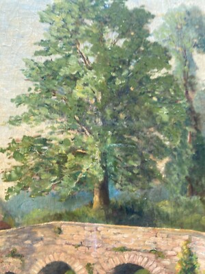 Arte Artista Dufour Paesaggio Con Ponte Antico Dipinto Firmato E Datato 1922