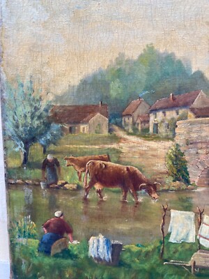 Arte Artista Dufour Paesaggio Con Ponte Antico Dipinto Firmato E Datato 1922