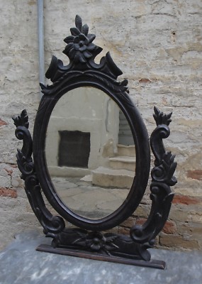 Antica Consolle Toilette In Noce E Marmo, Stile Luigi Filippo