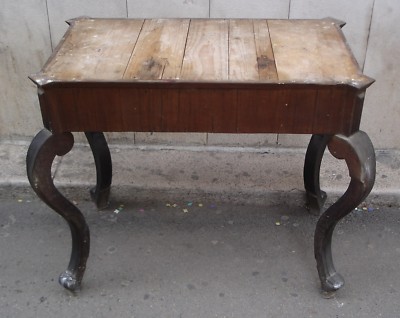 Antica Consolle Toilette In Noce E Marmo, Stile Luigi Filippo