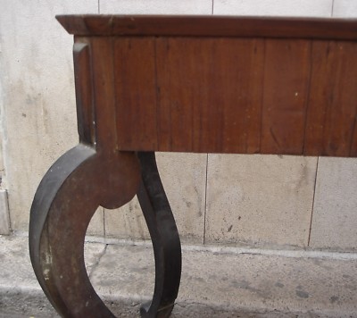 Antica Consolle Toilette In Noce E Marmo, Stile Luigi Filippo