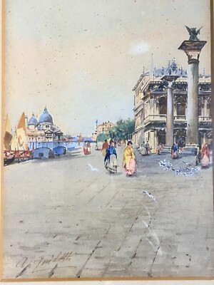 Venezia   Piazza San Marco, Antica Veduta. Dipinto Ad Acquarello Di Andrea Guidotti