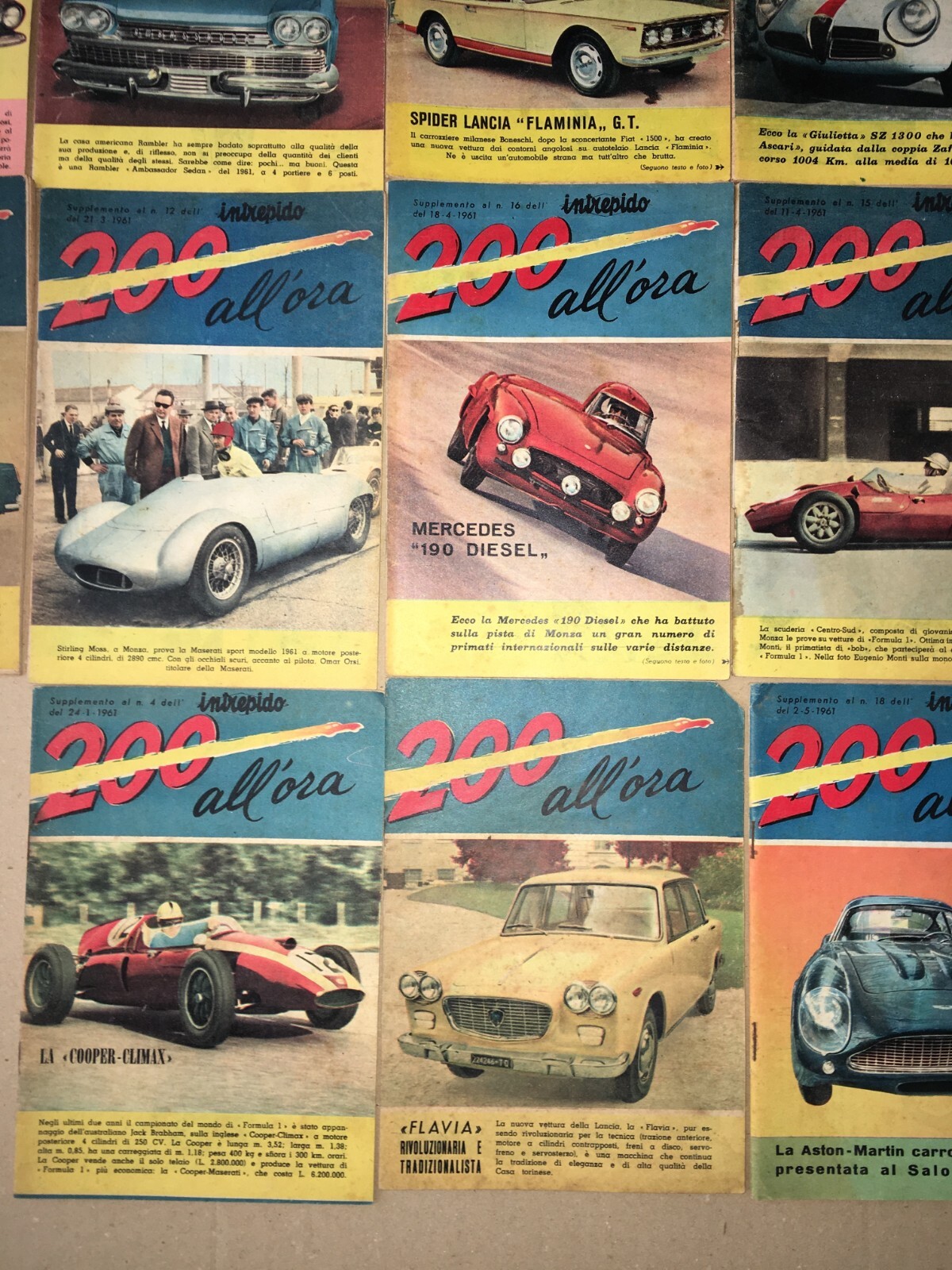 Sport, Automobilismo E Auto d'Epoca: Collezione Di 27 Riviste "Intrepido 200 All'Ora"