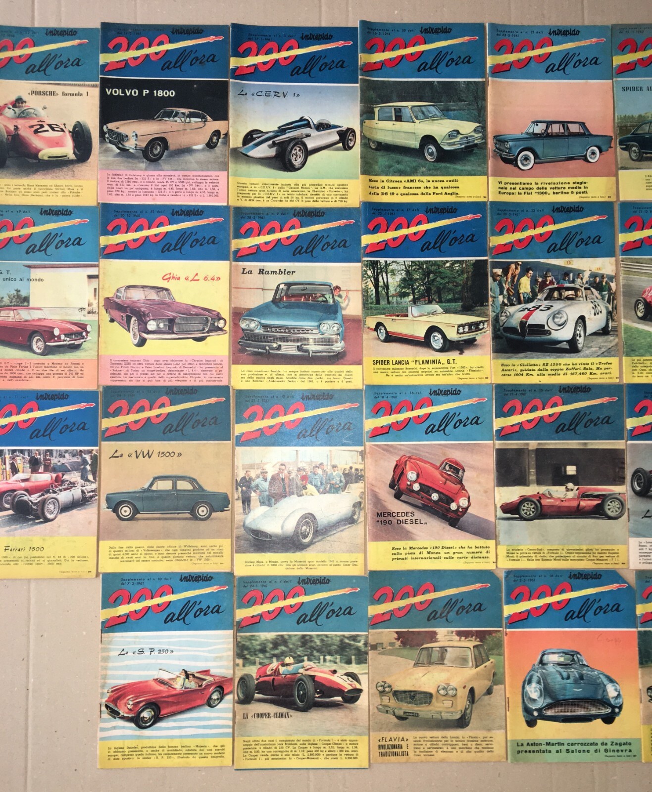 Sport, Automobilismo E Auto d'Epoca: Collezione Di 27 Riviste "Intrepido 200 All'Ora"