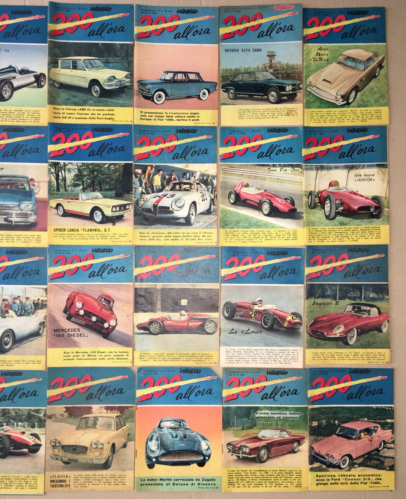 Sport, Automobilismo E Auto d'Epoca: Collezione Di 27 Riviste "Intrepido 200 All'Ora"
