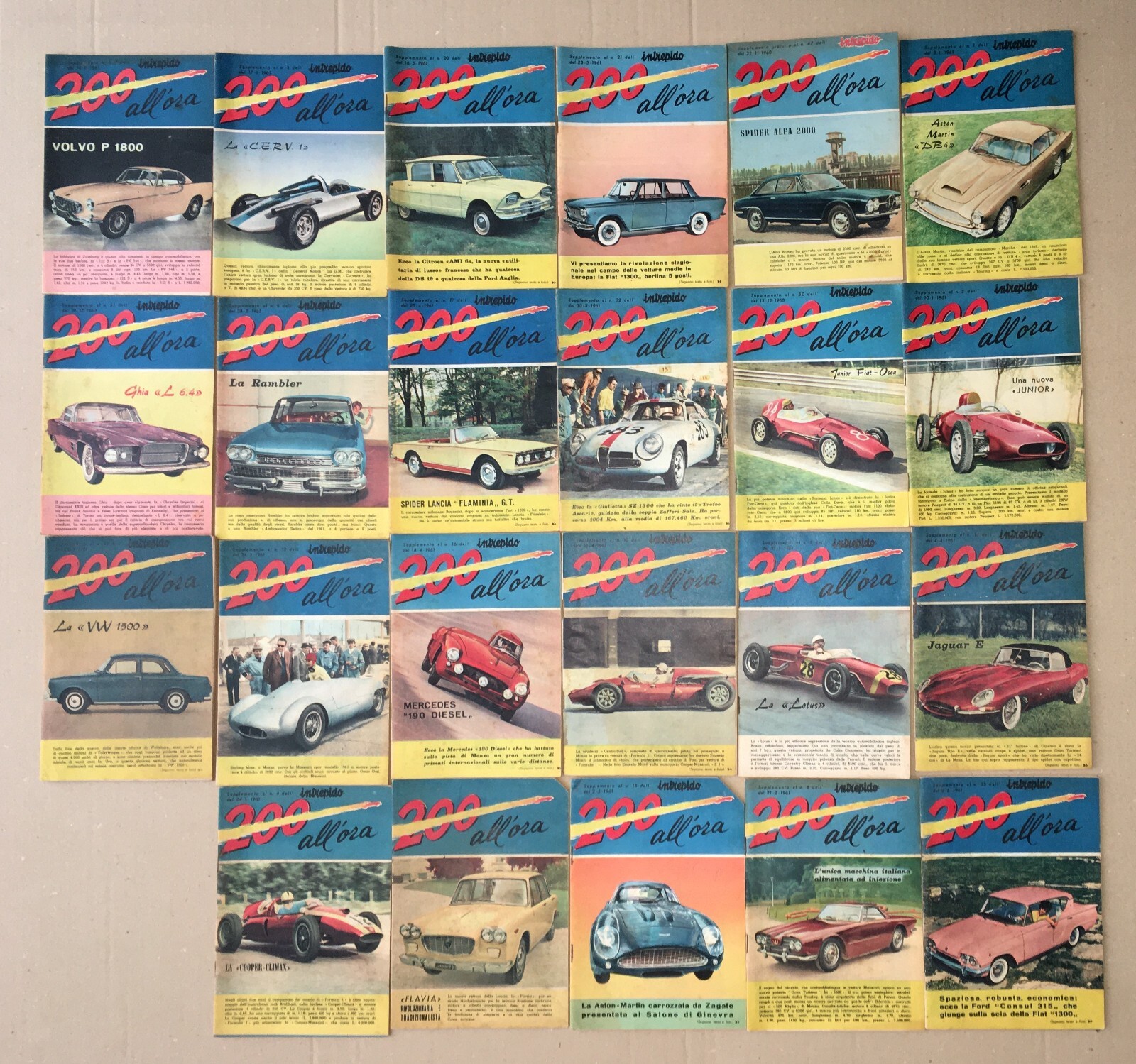 Sport, Automobilismo E Auto d'Epoca: Collezione Di 27 Riviste "Intrepido 200 All'Ora"