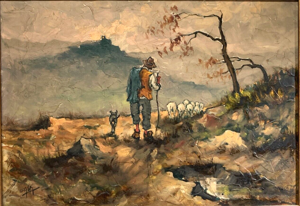 Carlo Casa, Scena Pastorale, Olio Su Tela, 1971