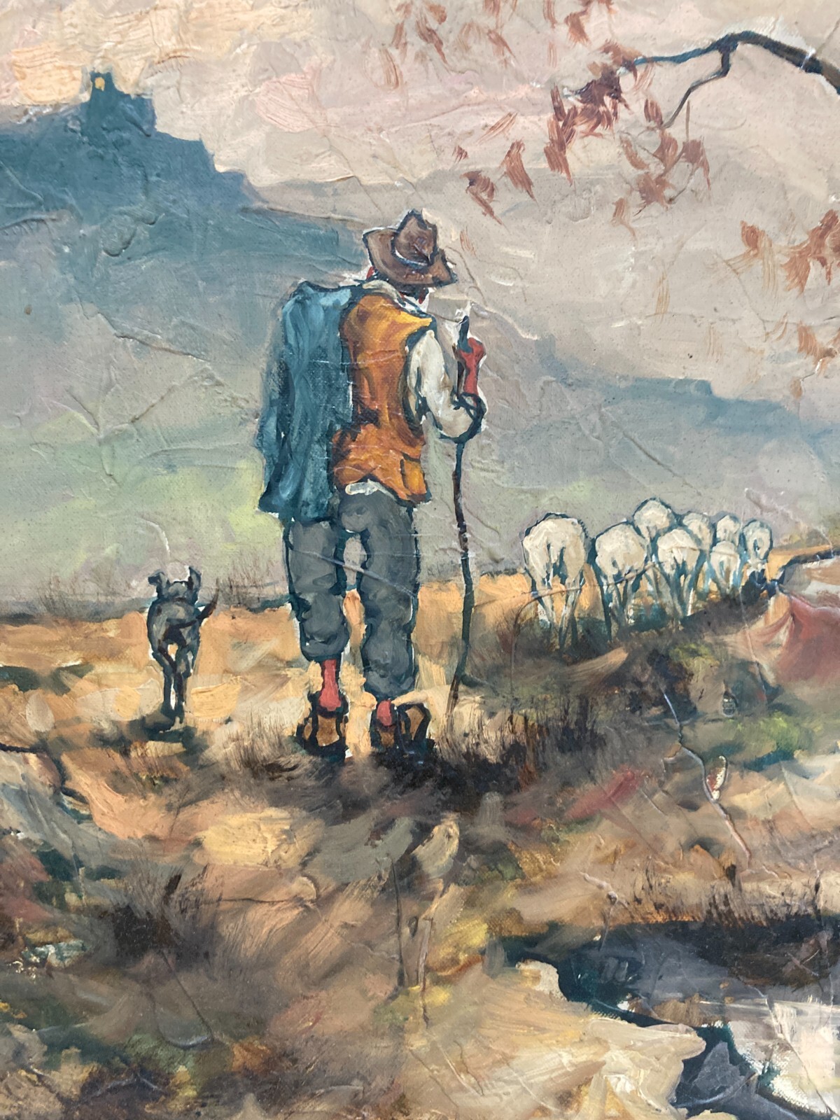 Carlo Casa, Scena Pastorale, Olio Su Tela, 1971