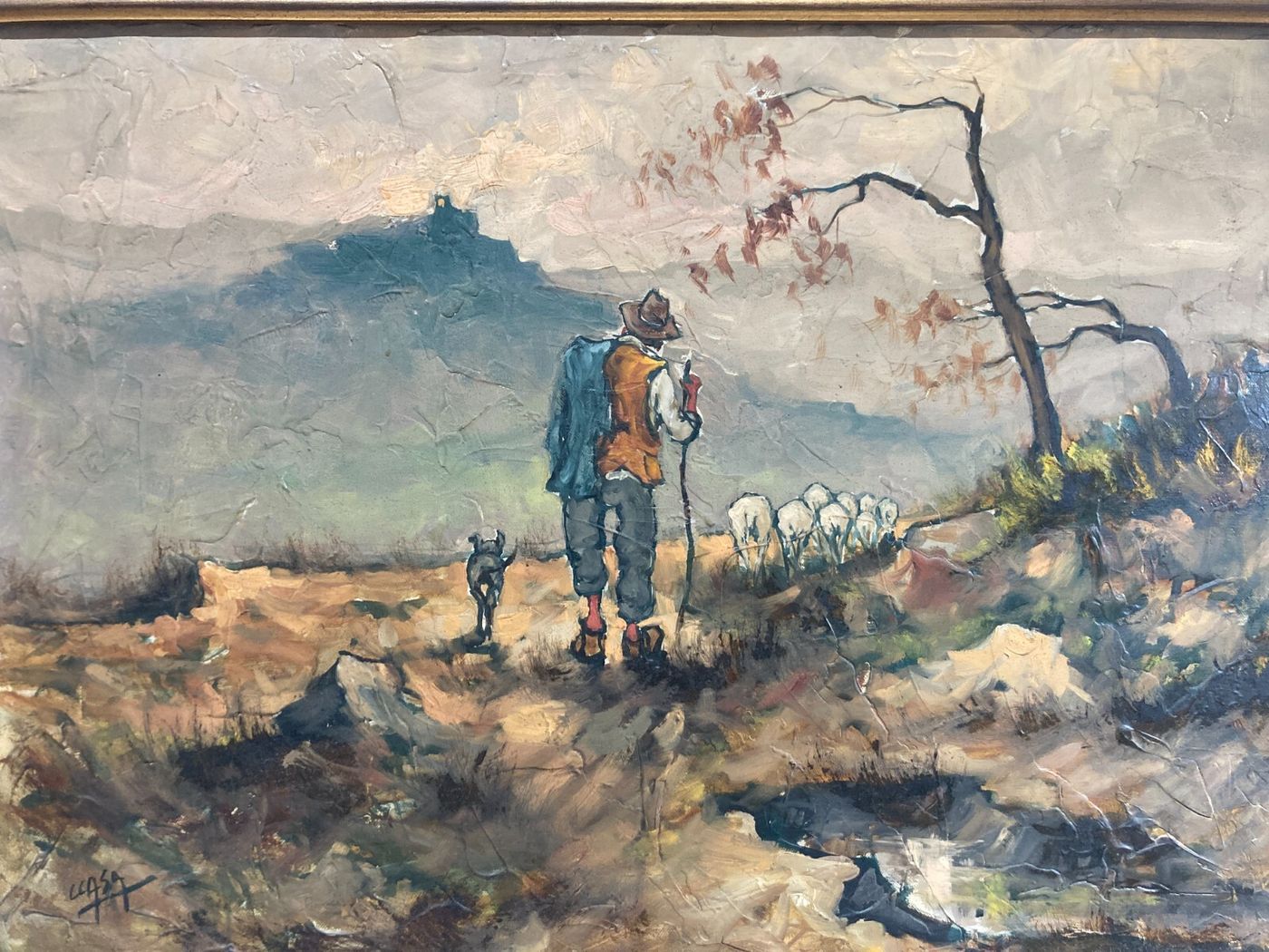 Carlo Casa, Scena Pastorale, Olio Su Tela, 1971