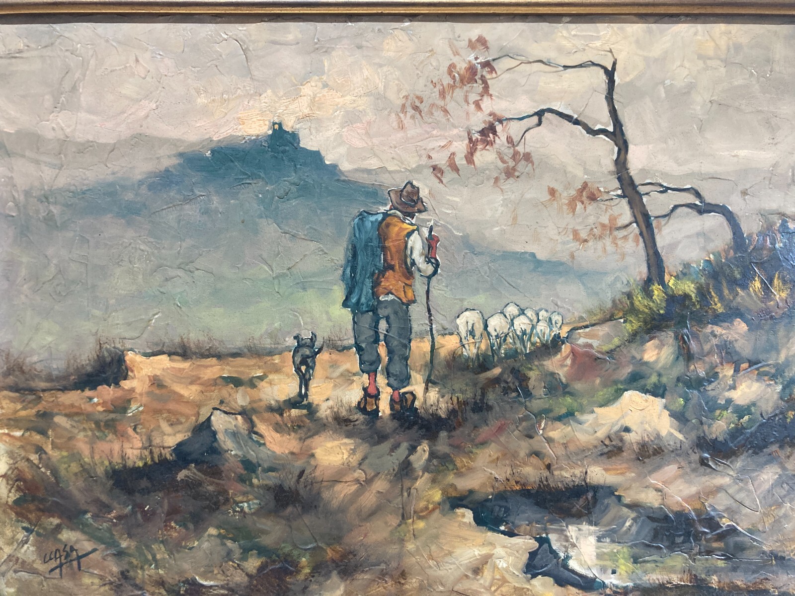 Carlo Casa, Scena Pastorale, Olio Su Tela, 1971