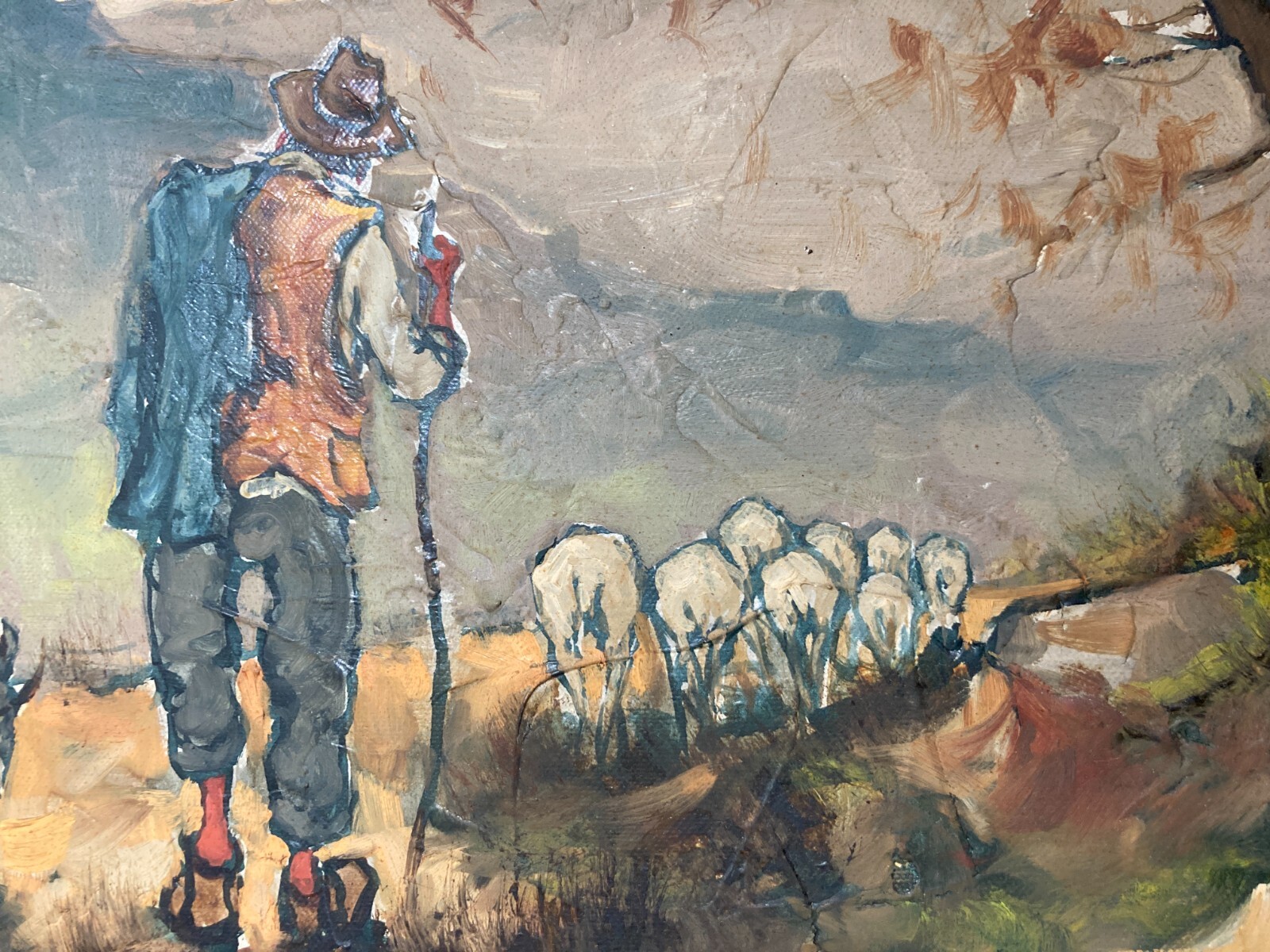 Carlo Casa, Scena Pastorale, Olio Su Tela, 1971