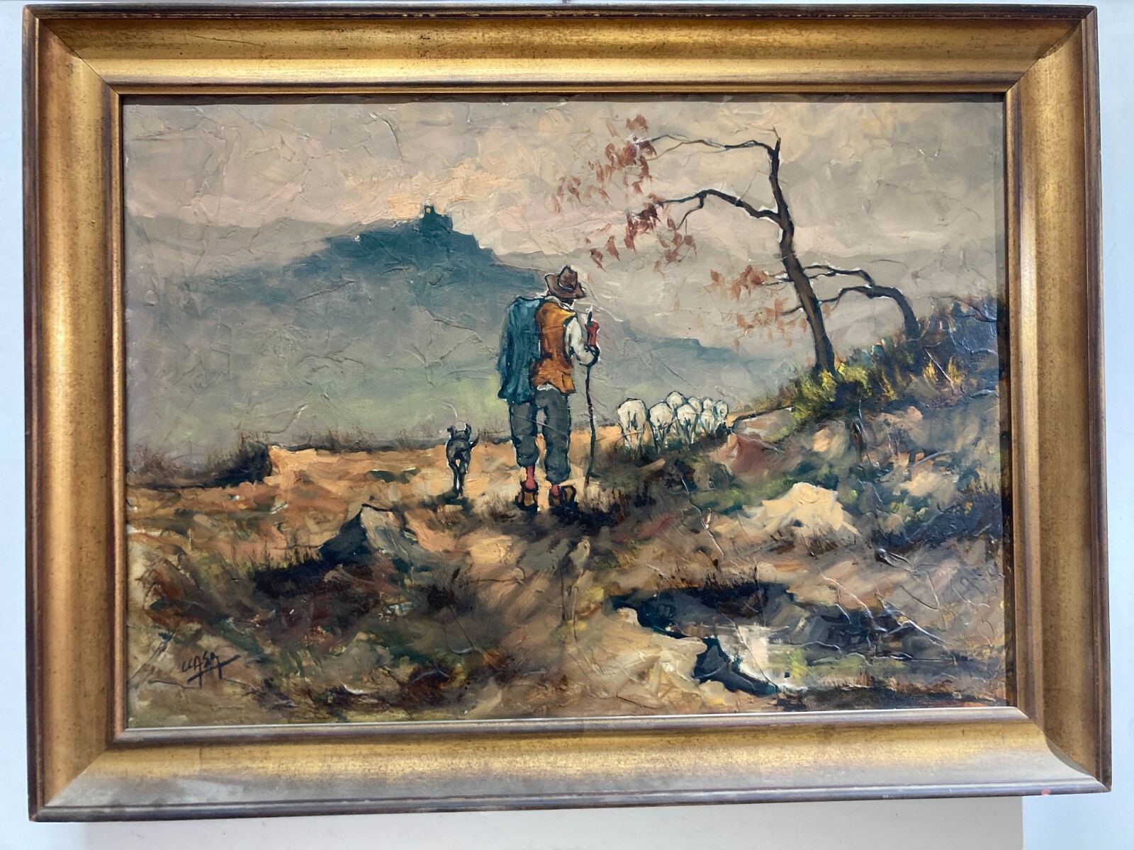 Carlo Casa, Scena Pastorale, Olio Su Tela, 1971
