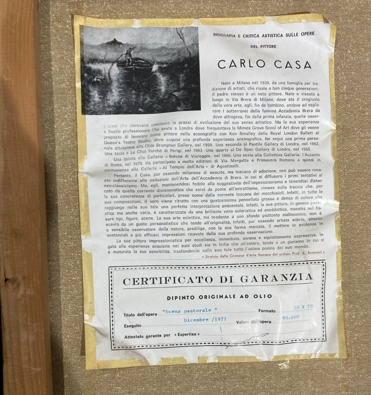 Carlo Casa, Scena Pastorale, Olio Su Tela, 1971