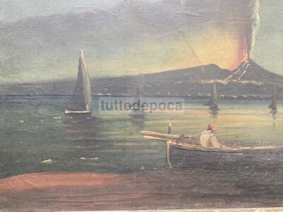 Antica Veduta Napoletana: Eruzione Del Vesuvio (veduta Notturna)