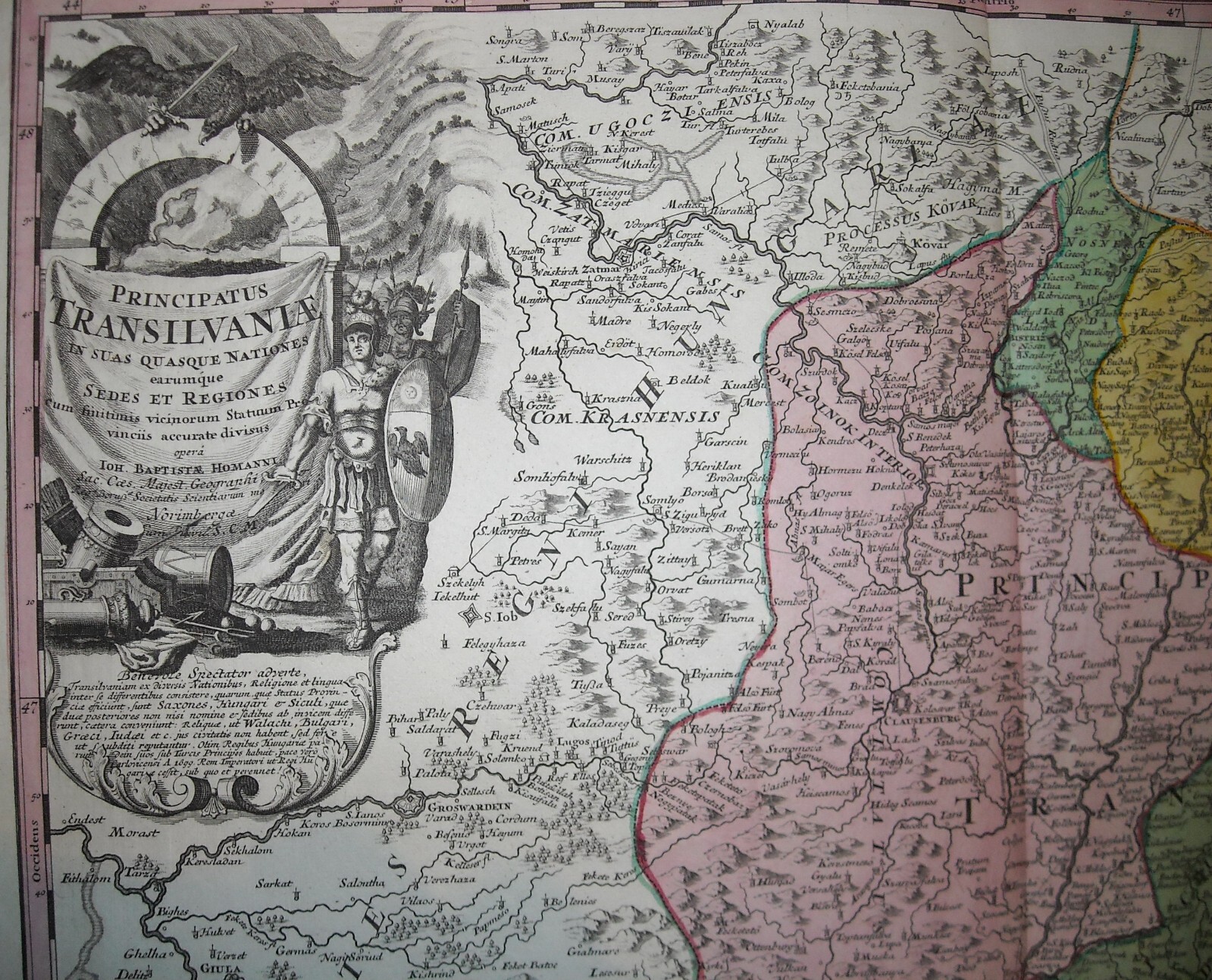 Mappa Della Transilvania Di Johann Baptist Homann, XVIII Secolo