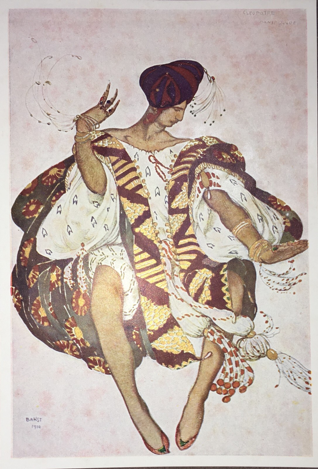 Léon Bakst: Cleopatra, Danza Ebrea. Antica Stampa A Colori, 1912