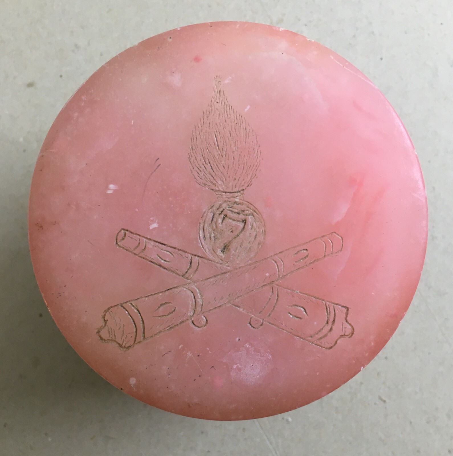 Scatola Militare In Alabastro Rosa Del 7° Reggimento Artiglieria, 1935