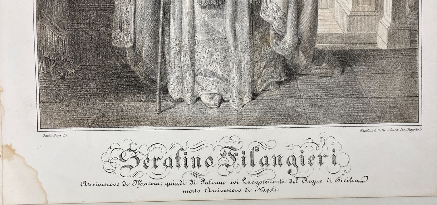 Napoli, Matera, Palermo: Arcivescovo Filangieri. Antica Litografia Di Gatti E Dura, XIX Secolo
