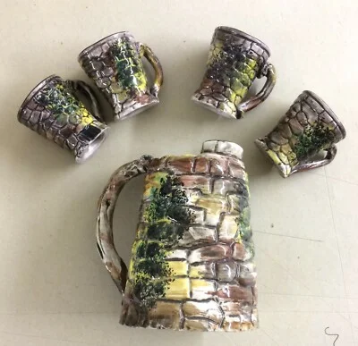 Sardegna: Nuraghe in Ceramica di Massidda (bottiglia e Tazze)
