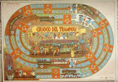 Giochi Di Percorso   Tram E Ferrovie. Tramway   Stampa Cromolitografica d'Epoca