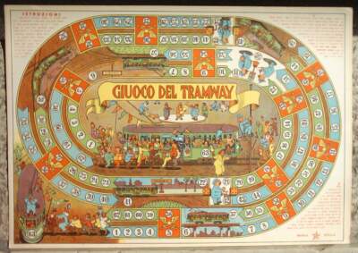 Giochi Di Percorso   Tram E Ferrovie. Tramway   Stampa Cromolitografica d'Epoca