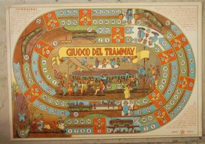 Giochi Di Percorso   Tram E Ferrovie. Tramway   Stampa Cromolitografica d'Epoca
