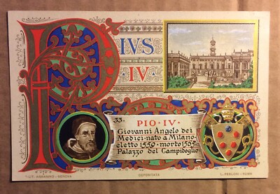 Papa Pio IV (Giovanni Angelo Dei Medici) Cartolina Cromolitografica d'Epoca