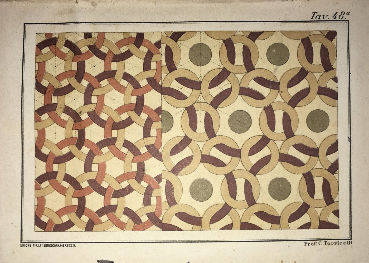 Arte: Studio Di Decorazione. Antica Stampa A Colori Di Torricelli, Brescia.