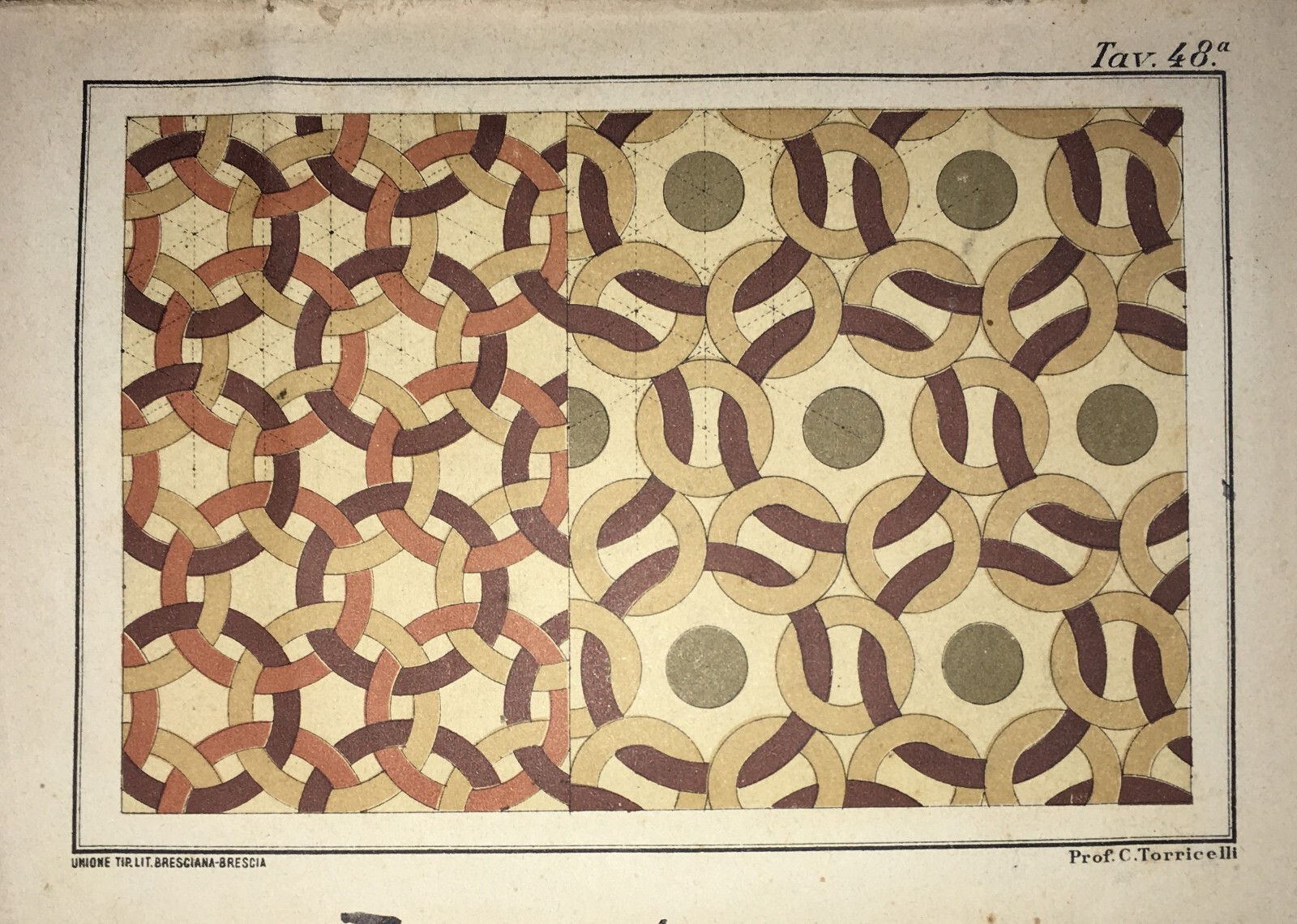 Arte: Studio Di Decorazione. Antica Stampa A Colori Di Torricelli, Brescia.