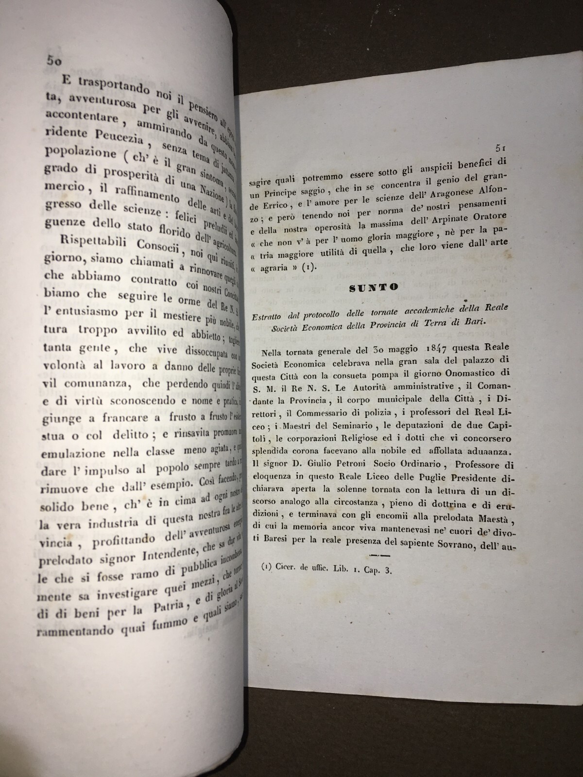 Puglia, Bari: Economia, Agricoltura, Geologia E Storia Locale. Petroni, Santoliquido, 1847
