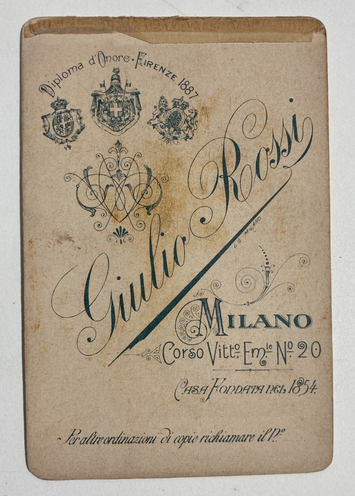 Milano   Fotografo Giulio Rossi   Antica Fotografia   Ritratto Di Andrea Verga