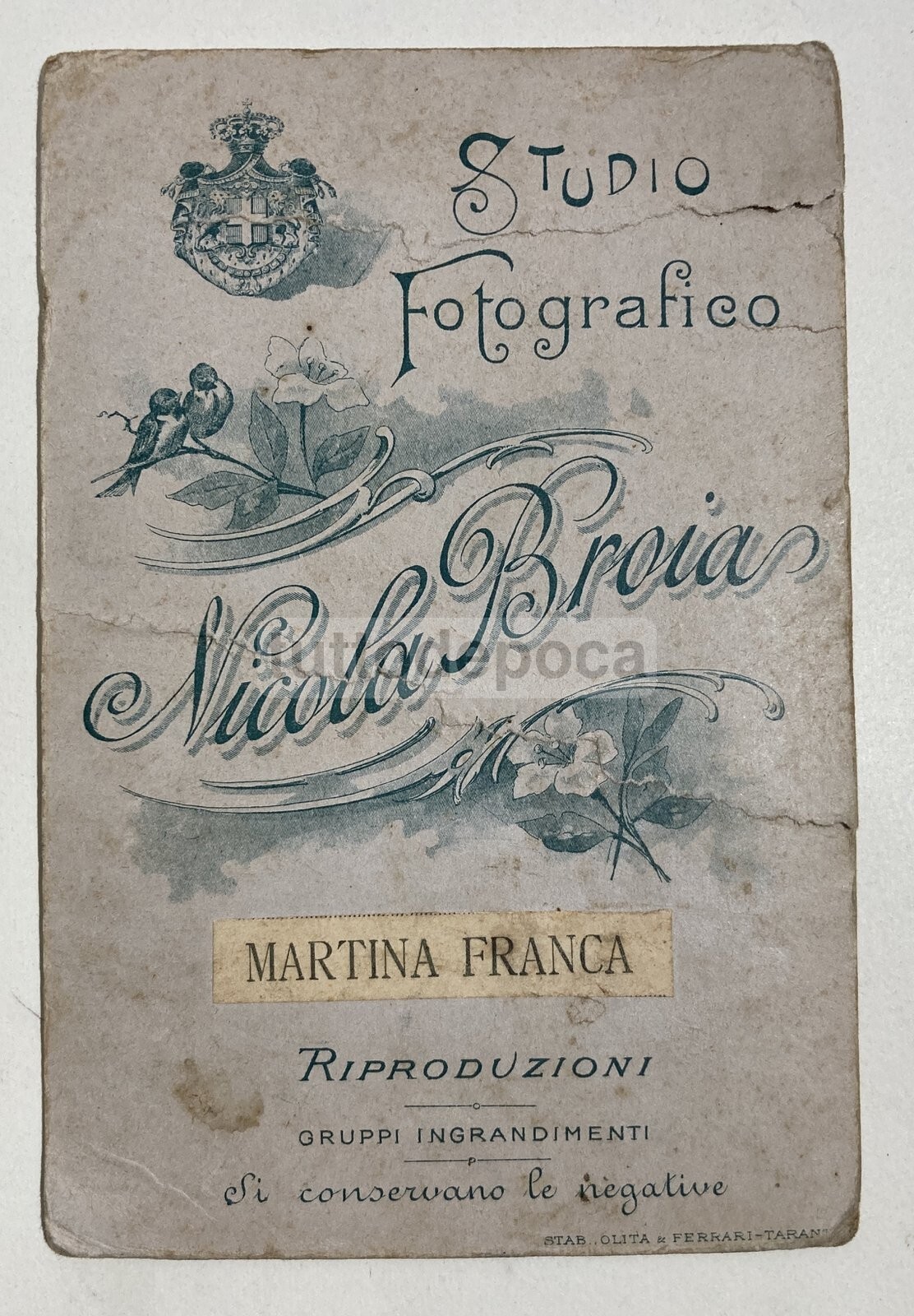 Fotografia Antica, Ritratto Di Famiglia A Martina Franca, Studio Nicola Broia