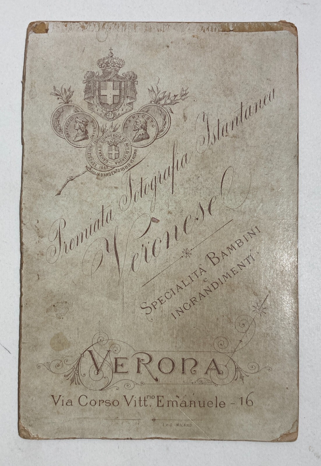 Fotografia Antica Da Collezione: Ritratto Di Militare A Verona