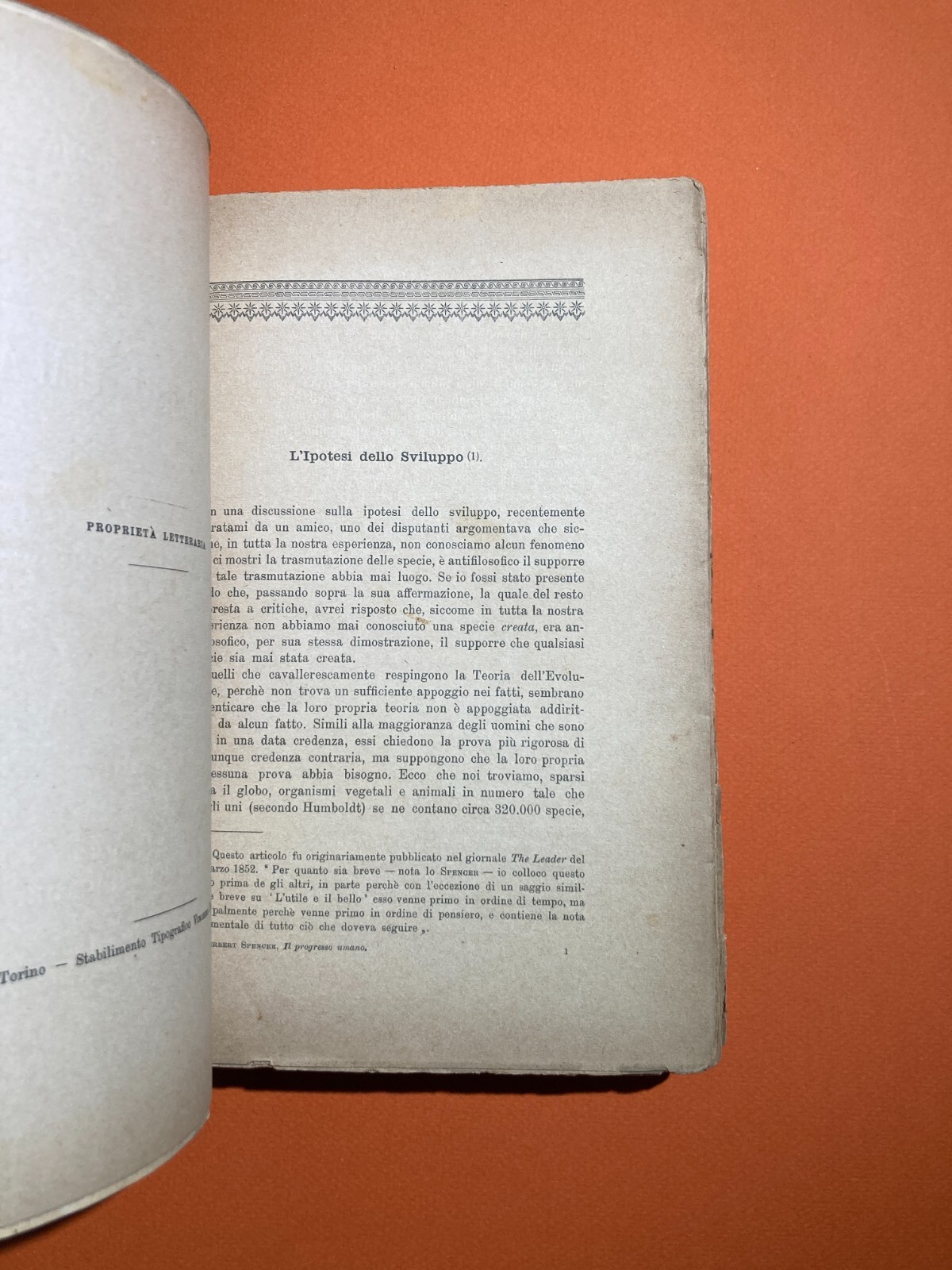 Il Progresso Umano: Scienza, Moda, Psicologia, Commercio   Spencer   Edizione Bocca, 1908