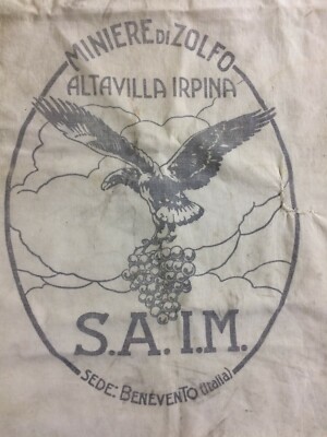 Sacco Pubblicitario d'Epoca Zolfo Floristella, S.A.I.M. Benevento