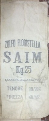Sacco Pubblicitario d'Epoca Zolfo Floristella, S.A.I.M. Benevento