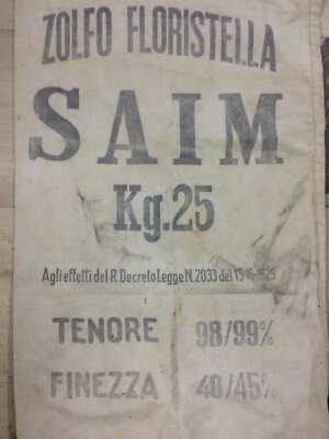 Sacco Pubblicitario d'Epoca Zolfo Floristella, S.A.I.M. Benevento