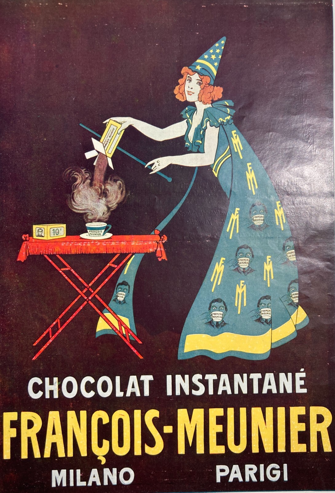 Cioccolato Istantaneo Meunier Milano Parigi. Stampa Pubblicitaria, 1914