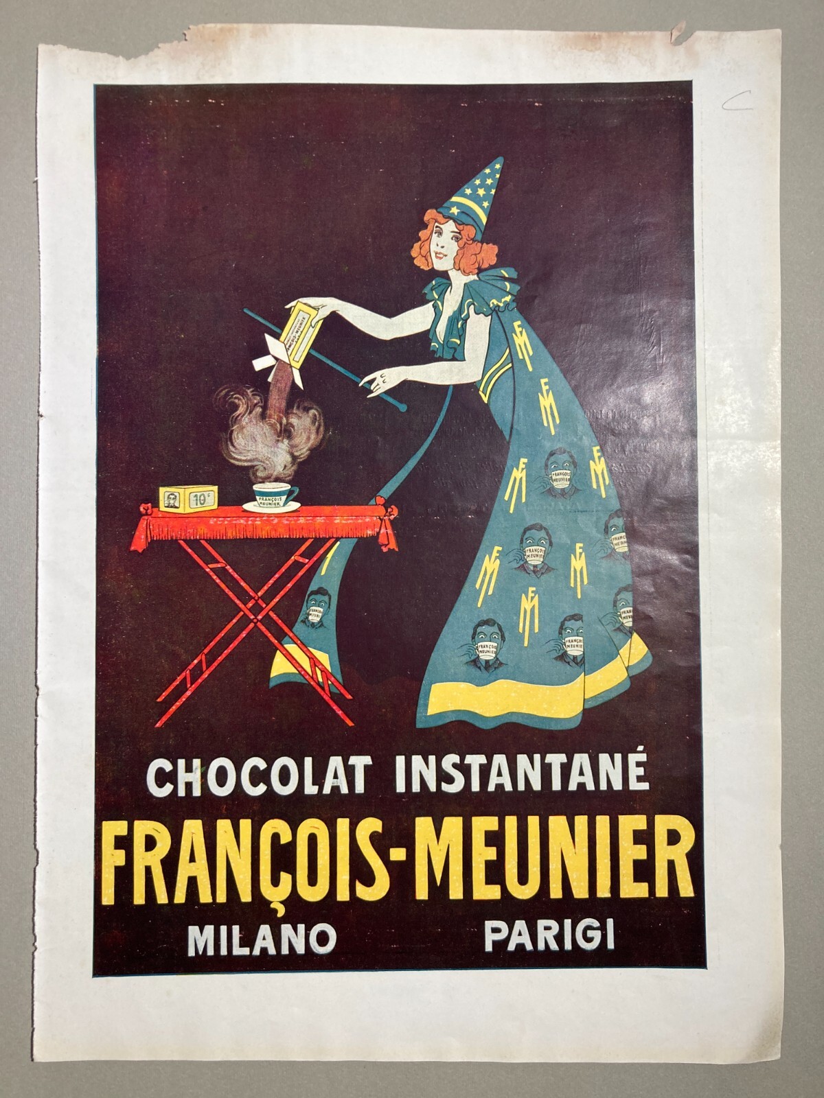 Cioccolato Istantaneo Meunier Milano Parigi. Stampa Pubblicitaria, 1914